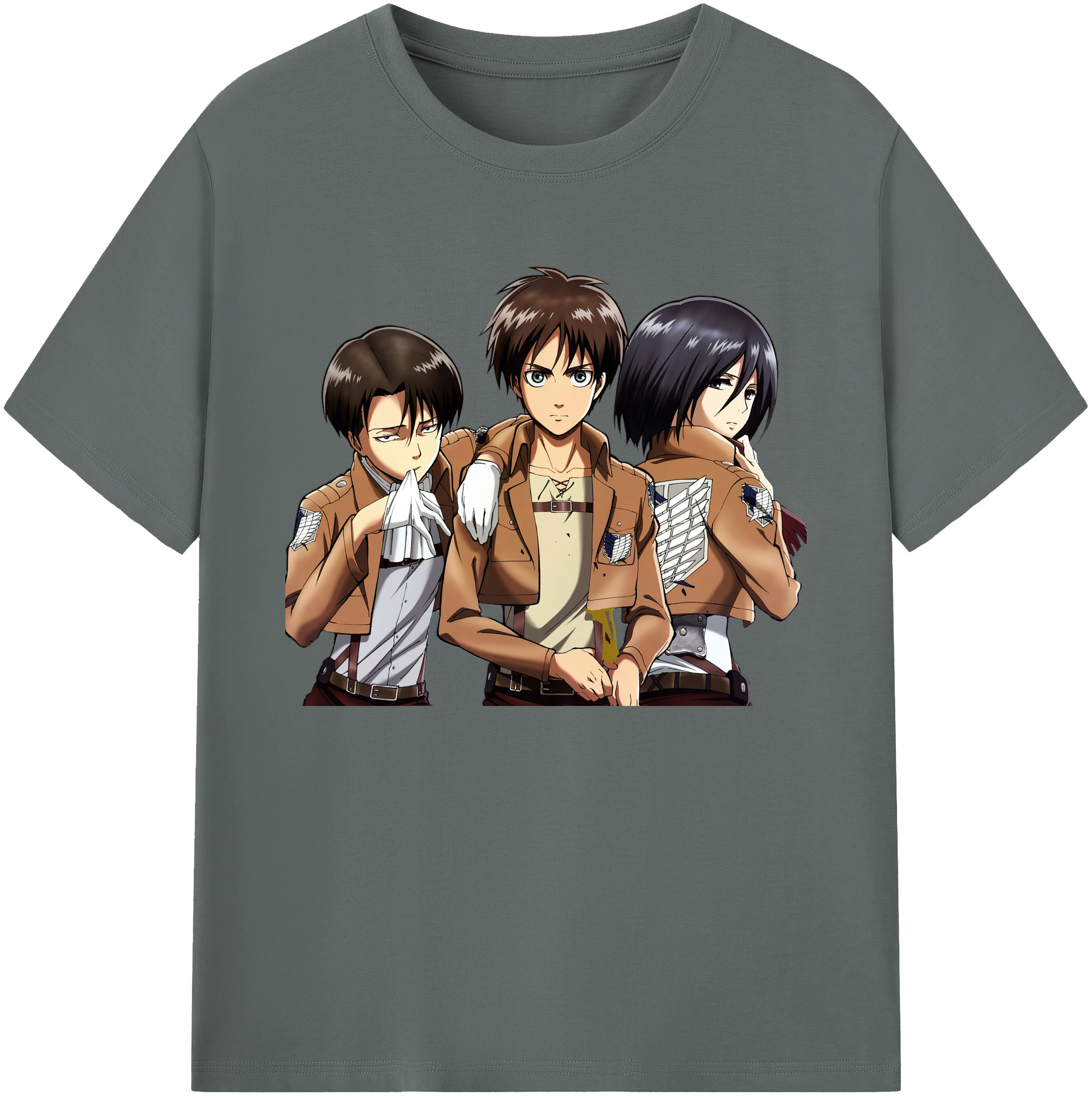 （画像用） 進撃の巨人 エレン･イェーガー Attack on Titan Eren Jäger 綿100％ メンズ半袖Tシャツ｜肌触りやわらか＆通気性